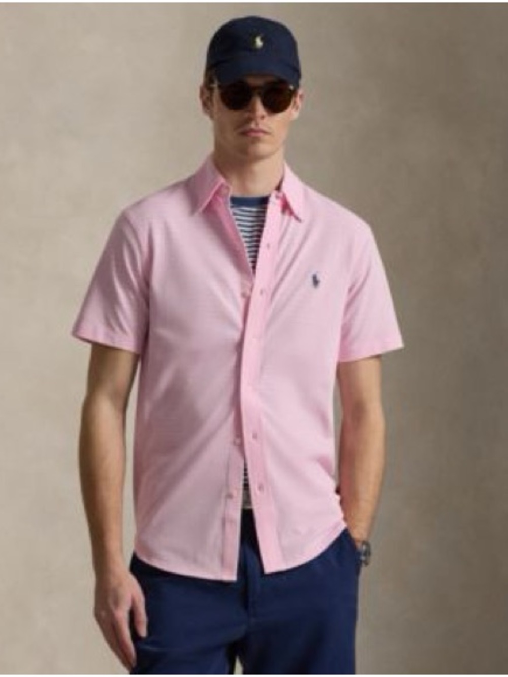 Polo Ralph Lauren Short-Sleeve Button-Up Shirt in Pink